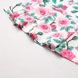 Mommy And Me Long Sleeve Floral Printing Ruffles Matching Dresses