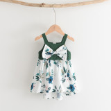Mommy And Me Splicing Floral Pattern Sling Family Matching Dress