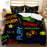 Bedding Cartoon Gamepad Pattern Printed Quilt Cover With Pillowcases For Boys
