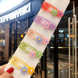 5PCS Multicolor Cute Cartoon Flower Pattern Hair Clip Barrettes Transparent Hair Accessories for Girls Gift