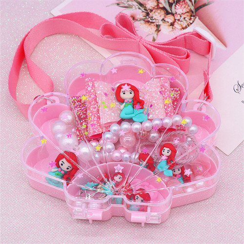 Princess Mermaid Costume Special-shaped Jewellery Box Set Pearl Necklace for Girls Gift