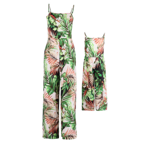 Mommy And Me Floral Pattern Rompers Sling Matching Jumpsuit