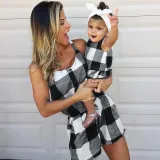 Mommy And Me Lattice Jumpsuits Shorts Family Matching Rompers