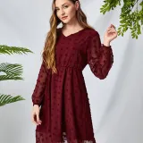 Mommy And Me Pure Color Long Sleeve Matching Dresses