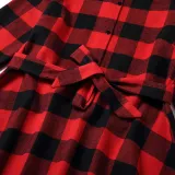 Mommy And Me Long Sleeve Lattice Shirts Matching Dresses