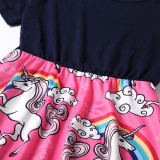 Mommy And Me Short Sleeve Rainbow and Unicorn Matching Dresses