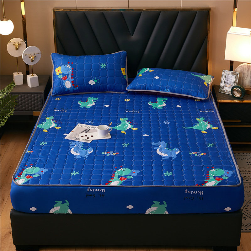 Home Cartoon Dinosaur Fish Printing Pattern Quilted Bedding Fitted Sheet With Pillowcases For Boys
