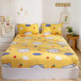 Home Pocket Cartoon Bear Rabbit Printing Pattern Bedding Fitted Sheet With Pillowcases