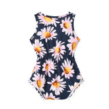 Mommy And Me Daisy Pattern Sling Jumpsuits Shorts Family Matching Rompers