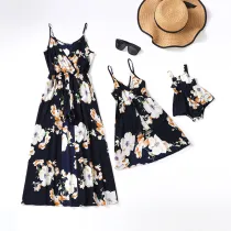Mommy And Me Sling Floral Pattern Matching Dresses