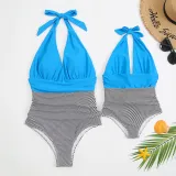 Mommy and Me Halter Lacing One Piece Matching Swimsuit