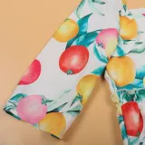 Mommy And Me Fruit Pattern Floral Short Sleeve Matching Dresses