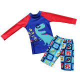 Kid Boy Dinosaur Long Sleeve and Trunks Swimsuit Set