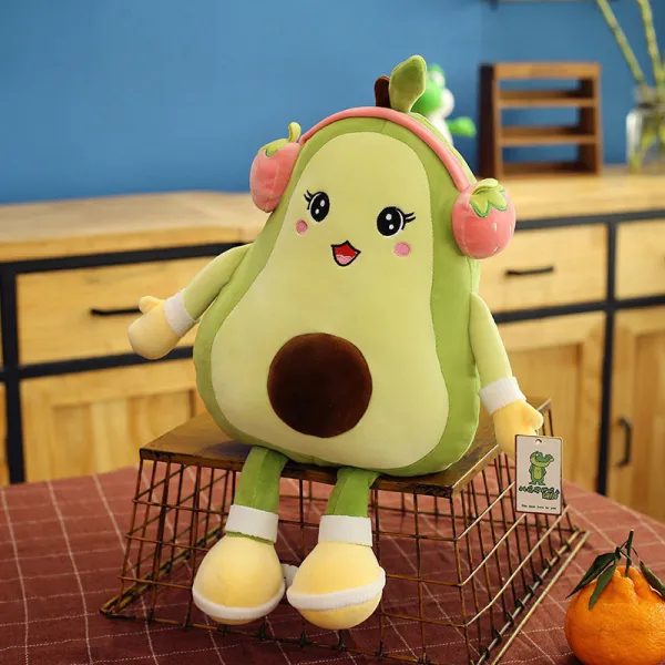 Toy Red Earphones Avocado Plush Doll Throw Pillow For Valentine's Day