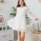 Mommy And Me Pure Color Long Sleeve Matching Dresses