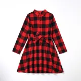 Mommy And Me Long Sleeve Lattice Shirts Matching Dresses