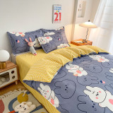 Kids Bedding Cute Cartoon Bears Rabbits Printed 4PCS Cover Set