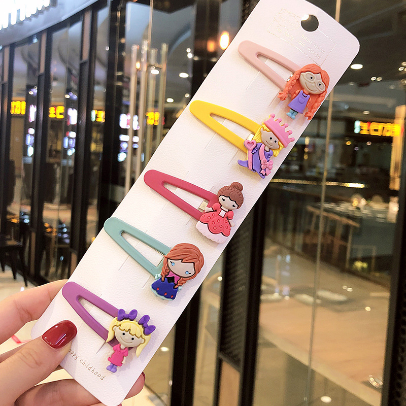 5PCS Multicolor Cute Cartoon Princess Pattern Hair Clip Barrettes Animal Hair Accessories for Girls Gift