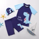 Kids Boys Dinosaur Short Sleeve Sunscreen Swimsuit Two Pieces