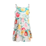 Mommy And Me Fruit Pattern Floral Short Sleeve Matching Dresses