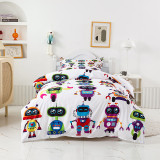 Boys 3PCS Bedding Robot Pattern Printed Quilt Cover With Pillowcases