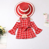 Mommy And Me Long Sleeve Off Shoulder Plaid Matching Dresses