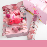 24PCS Box Cute Plush Animals Hair Accessories Set Baby Rabbit Deer Bows Hairpins Barrettes for Girls Gift