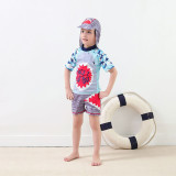 Toddler Boy 3D Shark Swimsuit With Swimming Cap