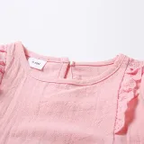 Mommy And Me Long Sleeve V-Neck Pure Color Ruffles Matching Dresses