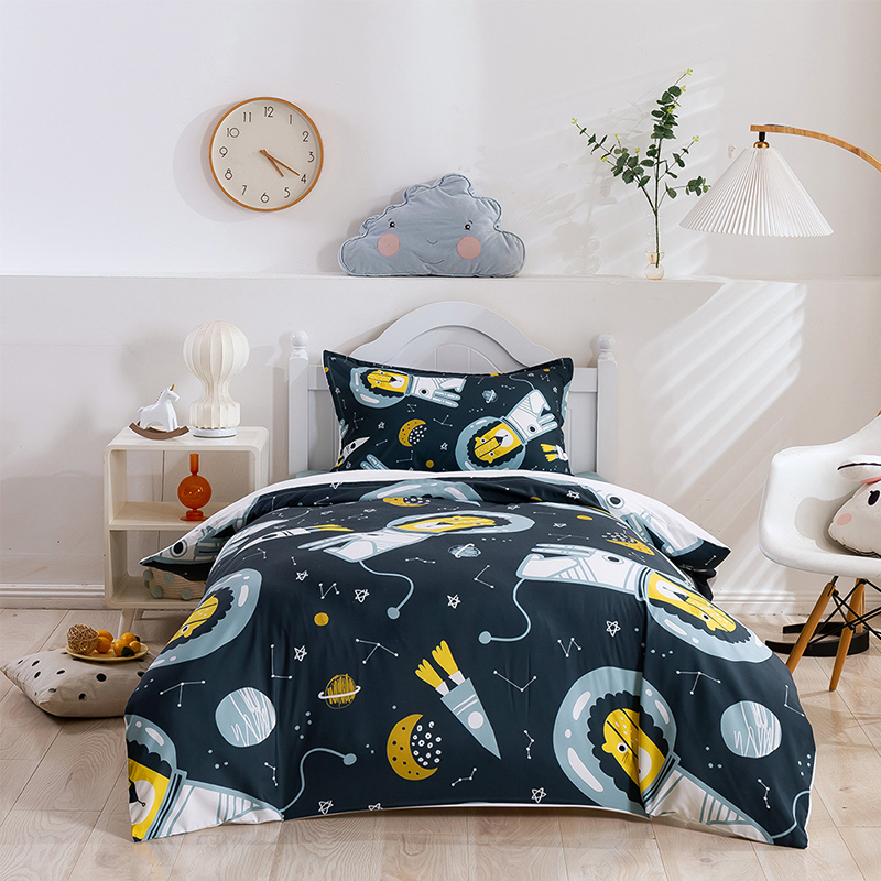 Kids Bedding Rainbow Animals Cartoon Pattern Printed Quilt Cover With Pillowcases