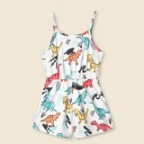 Mommy And Me Dinosaur Pattern Sling Jumpsuits Shorts Family Matching Rompers