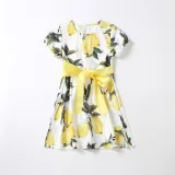 Mommy And Me Sling Floral Printing Matching Dresses With Belt