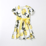 Mommy And Me Sling Floral Printing Matching Dresses With Belt