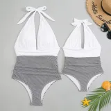 Mommy and Me Halter Lacing One Piece Matching Swimsuit