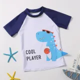 Kids Boys Dinosaur Short Sleeve Sunscreen Swimsuit Two Pieces