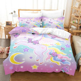 Girls Bedding Cute Unicorn Rainbow Pattern Slogan Printed Quilt Cover With Pillowcases