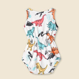 Mommy And Me Dinosaur Pattern Sling Jumpsuits Shorts Family Matching Rompers