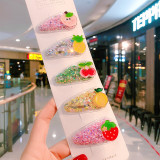 5PCS Cute Bling Sequin Transparent Fruit Pattern Hair Clip Watermelon Strawberry Hair Accessories for Girls Gift
