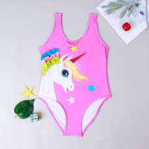 Toddler Girl Unicorn Rose Pink One Piece Swimsuit
