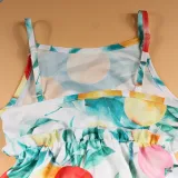 Mommy And Me Fruit Pattern Floral Short Sleeve Matching Dresses