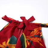 Mommy And Me Red Floral Patter Jumpsuits Shorts Family Matching Rompers