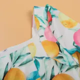 Mommy And Me Fruit Pattern Floral Short Sleeve Matching Dresses