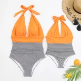 Mommy and Me Halter Lacing One Piece Matching Swimsuit