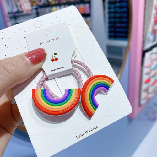 6PCS Hair Bands Cute Cartoon Hair Rope Rainbow Flower Egg Hair Accessories for Girls Gift