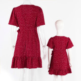 Mommy And Me Red Polka Dots Short Sleeve Matching Dresses
