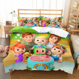 Kids Bedding Cocomelon Cartoon Pattern Printed Quilt Cover With Pillowcases