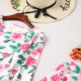 Mommy And Me Long Sleeve Floral Printing Ruffles Matching Dresses