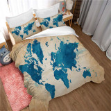 3PCS Duvet Cover Set Multicolor Printing World Map Bedding Set
