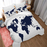 3PCS Duvet Cover Set Multicolor Printing World Map Bedding Set