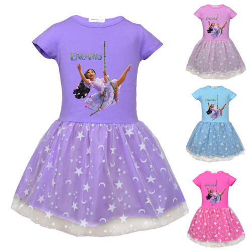 Toddler Girls Encanto Isabela Short Sleeve Mesh Tutu Dress